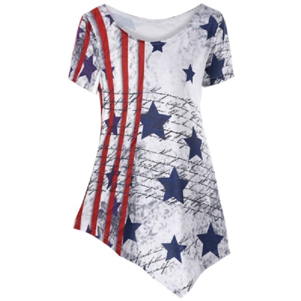 Scoop Neck American Flag T-shirt - Power Day Sale