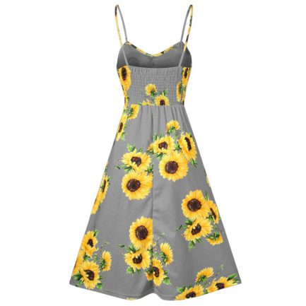 Spaghetti Strap Mini Dress Sunflower Print - Power Day Sale