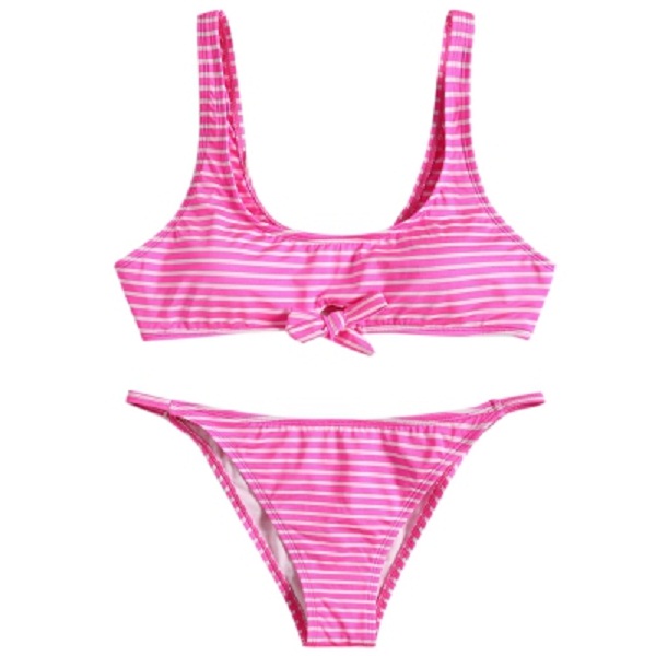 Stripe Knot Preppy Style Bikini - Power Day Sale