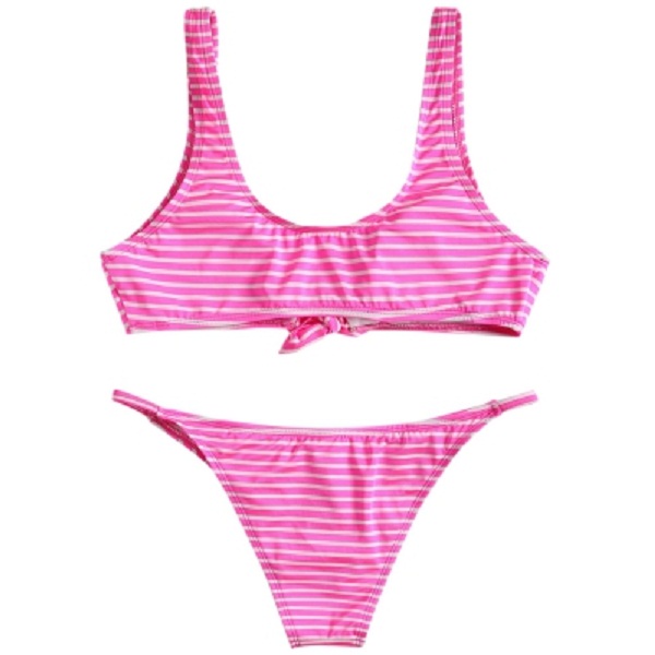 Stripe Knot Preppy Style Bikini - Power Day Sale