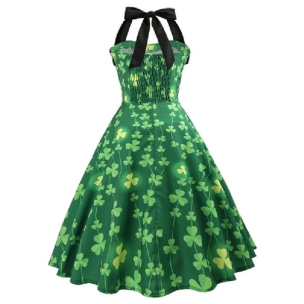 Vintage Pin Up Smocked Halter Party Dress - Power Day Sale