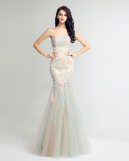 Beautiful Lace Appliques Trumpet Evening Dress Long Prom Party Gowns