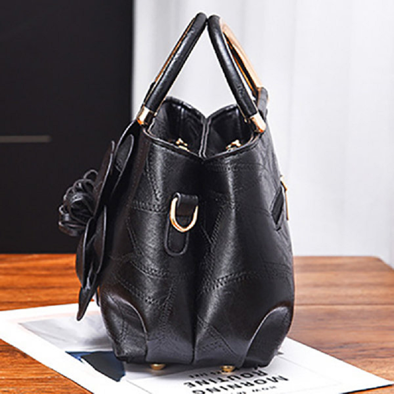 Fashion Simple Flower Shoulder Bag, Casual Versatile Pu Leather