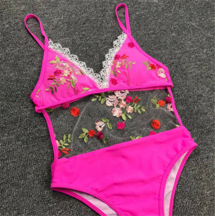 Floral Embroidered Lace Beachwear Bathing Swimsuit - Power Day Sale