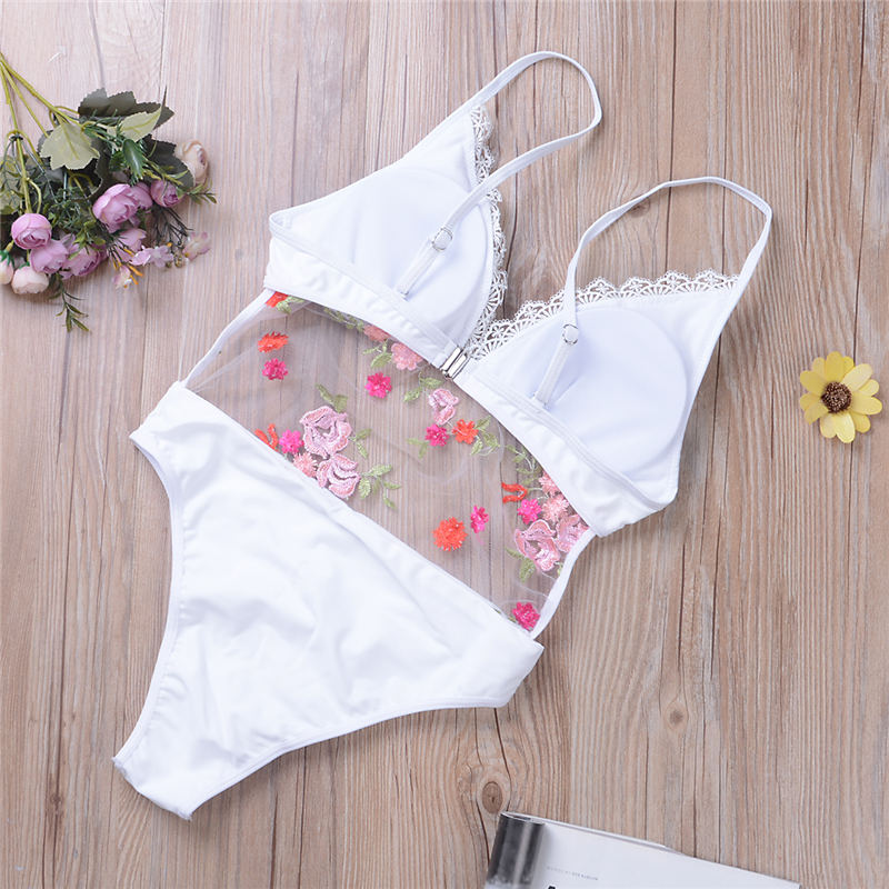 Floral Embroidered Lace Beachwear Bathing Swimsuit - Power Day Sale