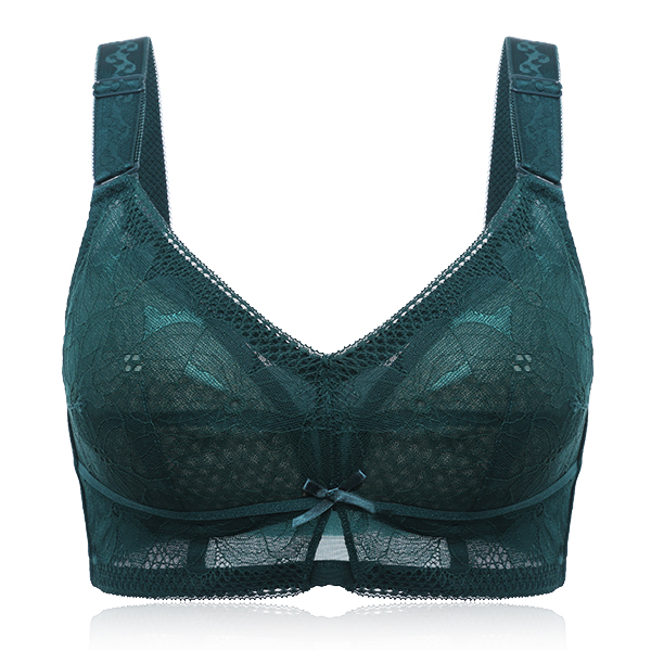 Full Coverage Floral Lace Wireless Breathable Thin Bra - Power Day Sale