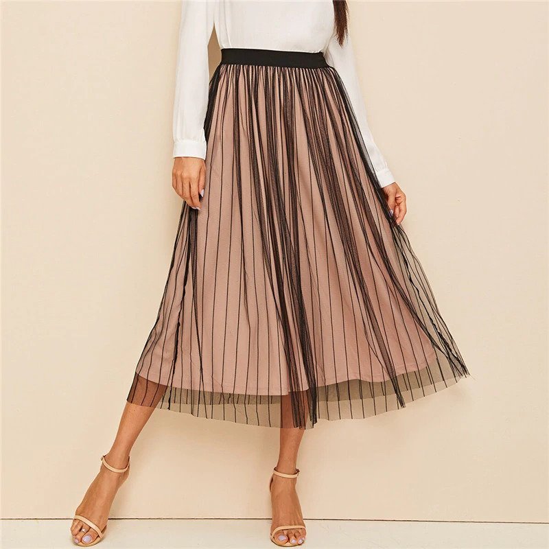 Women Clothes Elegant A Line Solid Long Skirt - Power Day Sale