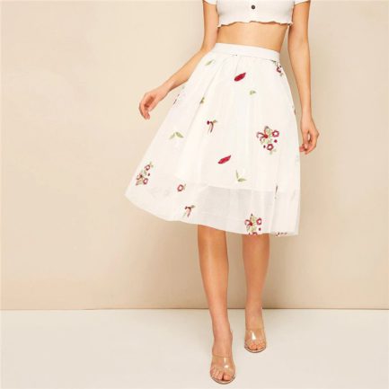 Women Elegant Aline High Waist Midi Skirt Ladies Skirt - Power Day Sale
