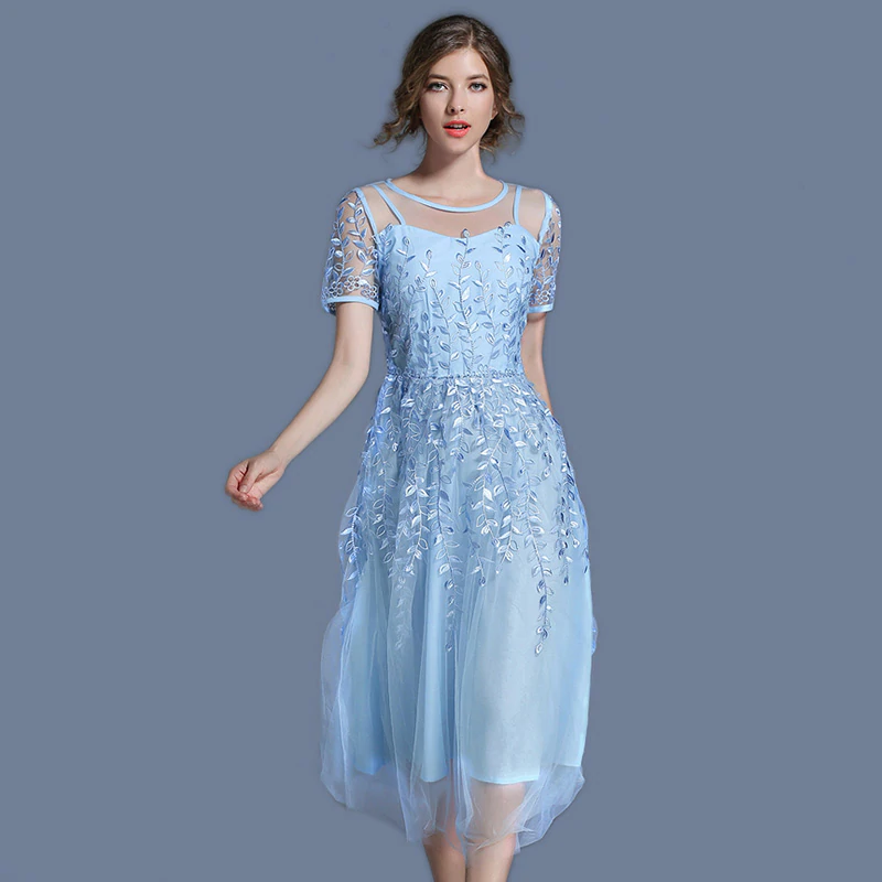 Women Elegant embroidery vestidos Holiday Sweet party Dress - Power Day ...