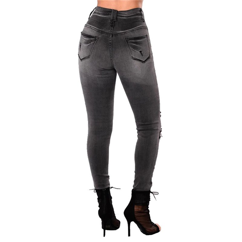 Women High Street Casual Pencil Pants High Waisted Jeans - Power Day Sale