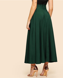 Women High Waist Plain Vintage Full Length Party Skirt