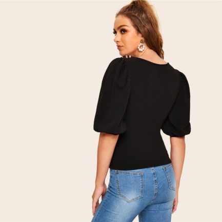 Women Slim Fit Elegant Half Sleeve Solid T shirts - Power Day Sale
