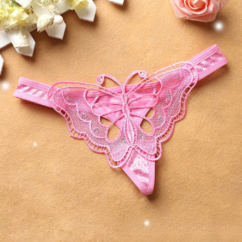 Women Embroidered Hollow Out Butterfly Sexy Low Waist Thongs Power Day Sale