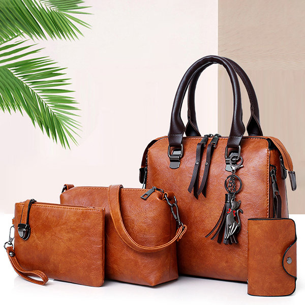 Women Fashion Synthetic Leather Handbags Tote Bag Handle Satchel Purse Set  4pcs | eBay