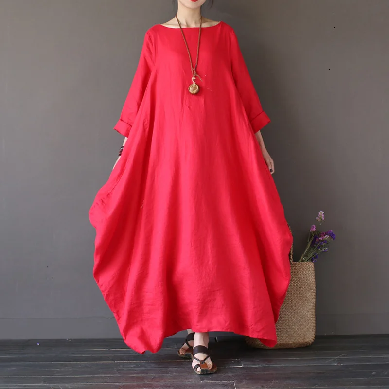 Big Size Loose long vintage Boho Shirt Dress Maxi Dress