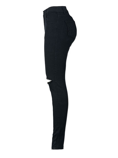 Cut Out Long Skinny Ripped Jeans For Women - Power Day Sale