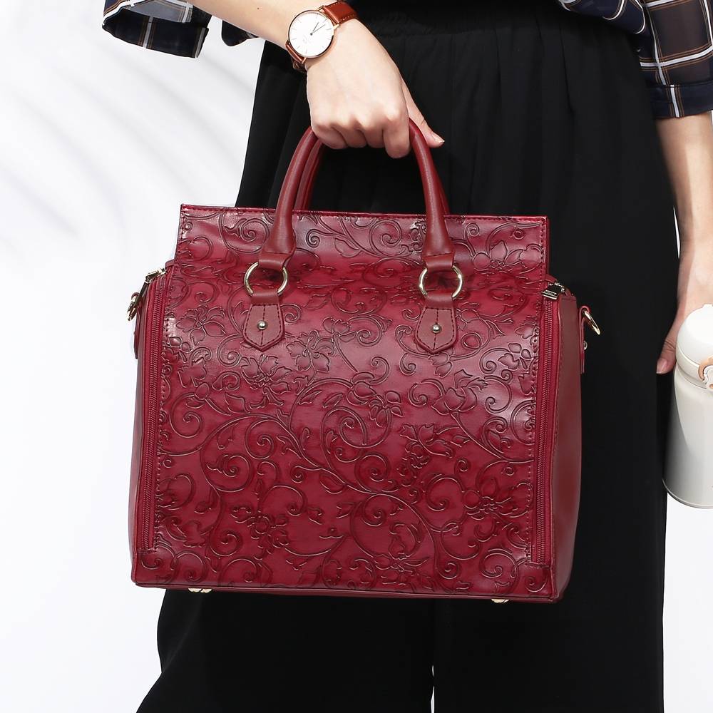 Faux Leather Flower Designer Handbag Shoulder Bag For Women - Power Day Sale