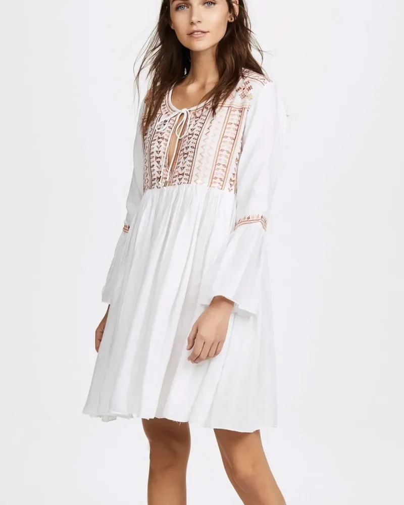 Embroidery Cotton Beach Cover up Bikini Tunics