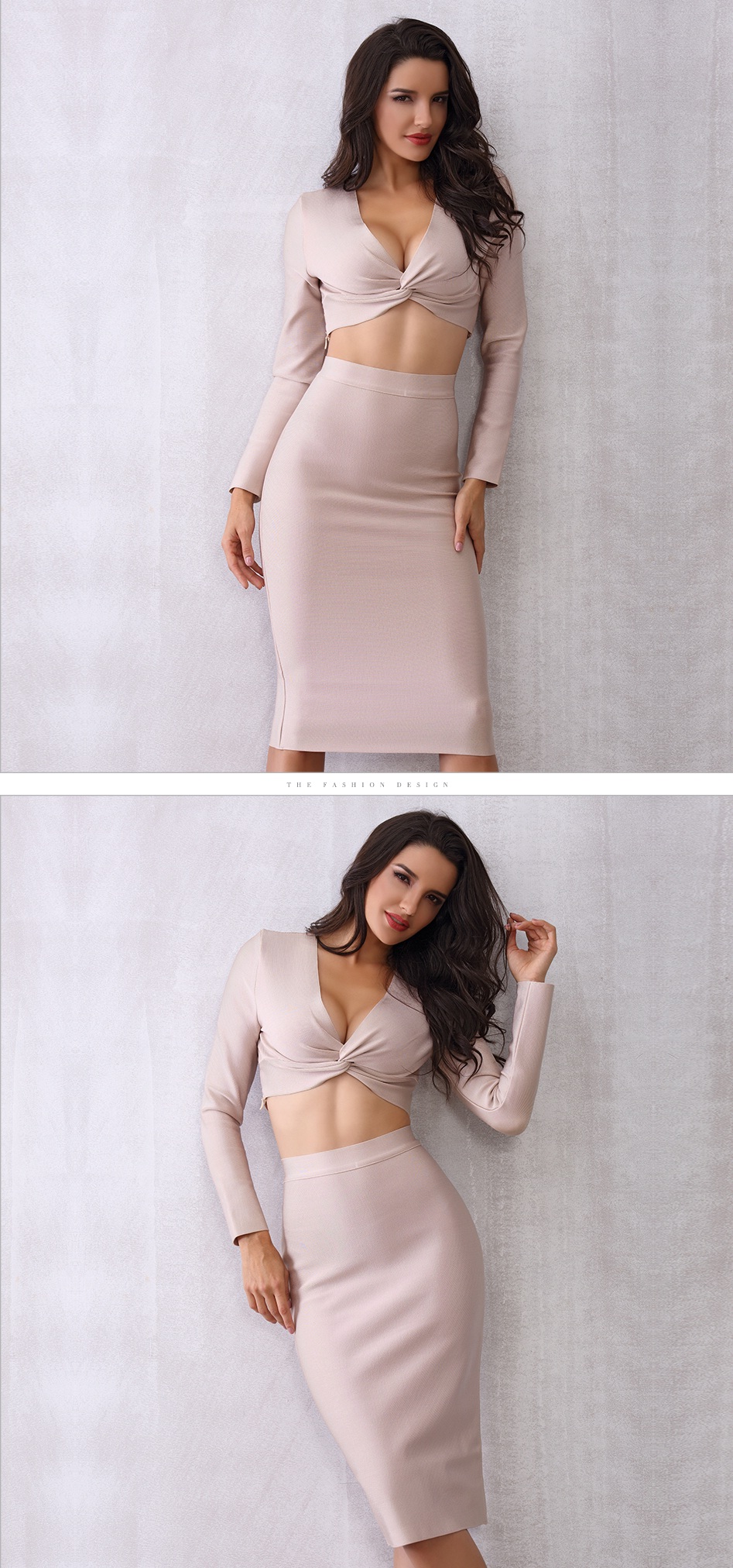 Evening Party Celebrity Bandage Crop Tops and Skirt Two Pieces Set 10