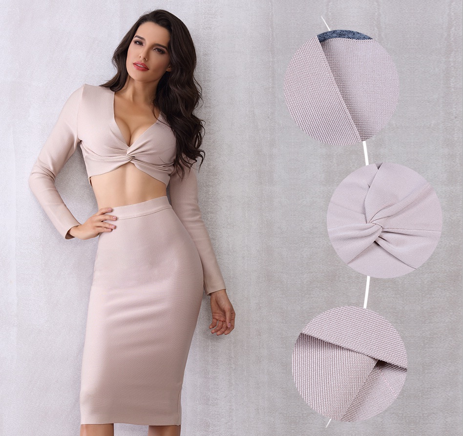 Evening Party Celebrity Bandage Crop Tops and Skirt Two Pieces Set 9