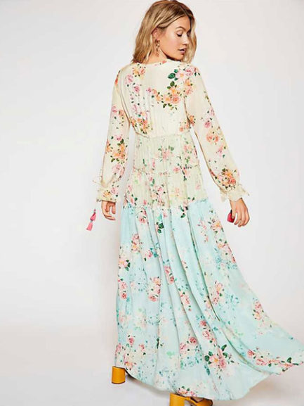 long floral chiffon dress