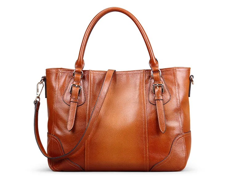 Genuine Leather Brush Vintage Large Capacity Office Lady Shoulder Bags