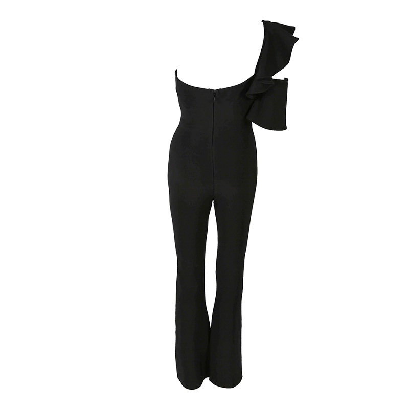 Hollow Out One Shoulder Strapless Runway Jumpsuits - Power Day Sale
