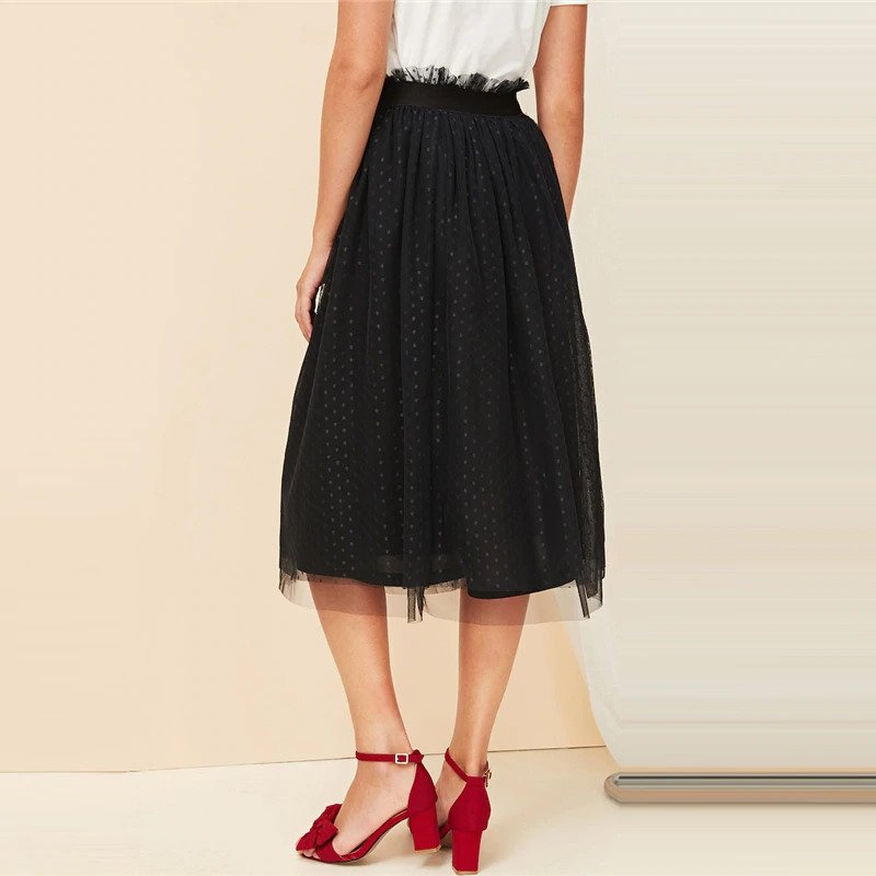 Lady Casual A-Line Mid Waist Midi Skirt - Power Day Sale