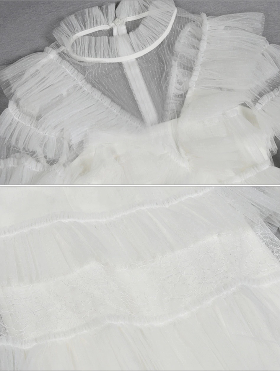New Fashion Lace Ruffle Long Sleeve Evening Party Maxi Dress 5 1