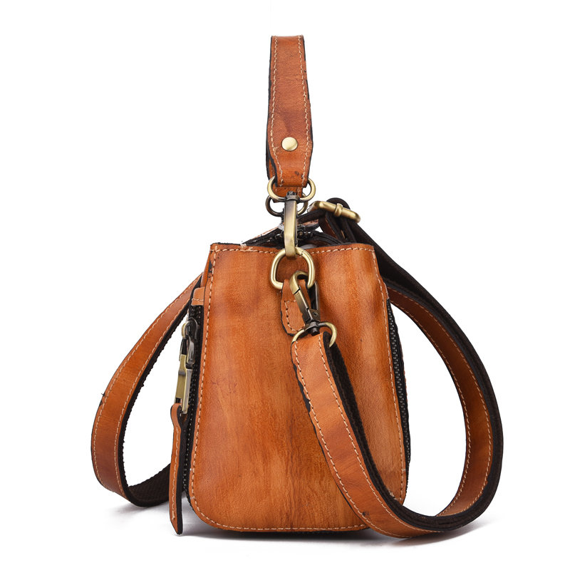 Rosaire « Agathe » Bucket Bag Made of Genuine Cowhide Leather