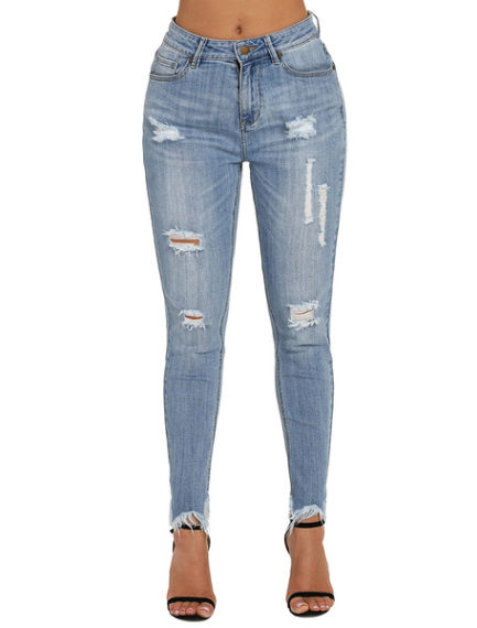 Ripped Distressed Skinny Denim Pants For Women - Power Day Sale