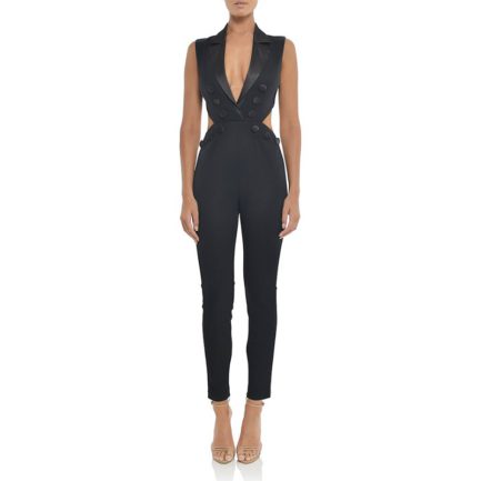 Sexy Deep V Neck Hollow Out Runway Party Jumpsuit - Power Day Sale