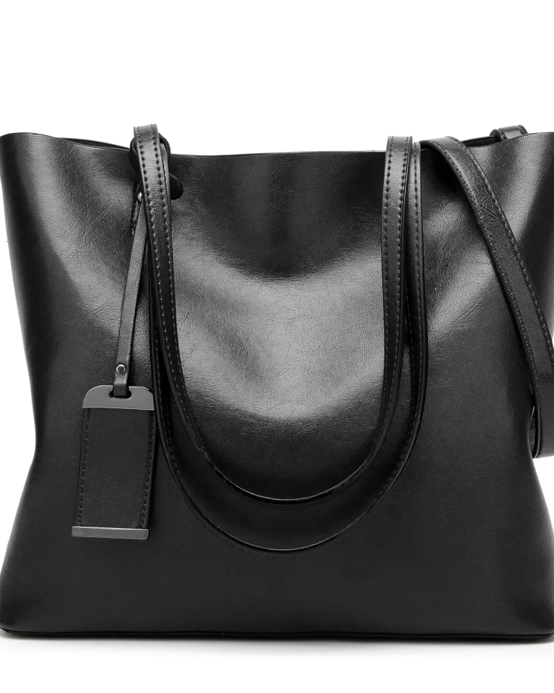 Waxing Leather Double Strap Handbag Tote Bolsa Bucket Bags