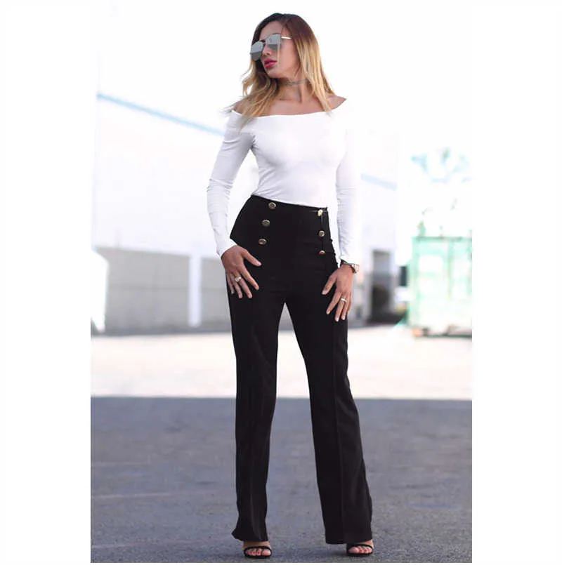 Wide Leg Office Lady Formal Business Workwear High Waist Elegant Pants