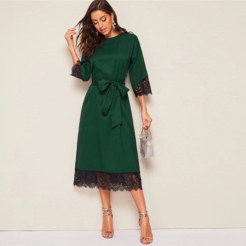 Women Elegant Solid Office Lady Straight Dresses - Power Day Sale