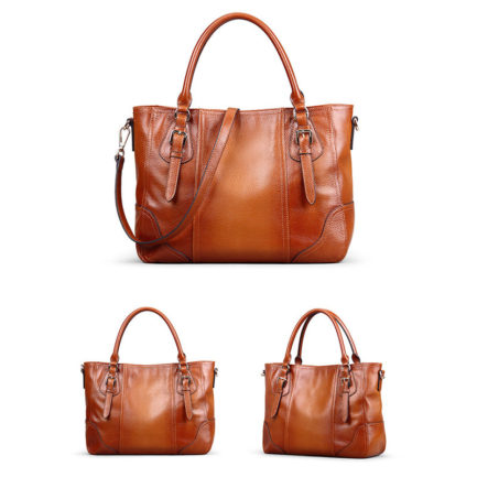Women Genuine Leather Brush Vintage Tote Bag Handbag Crossbody Bag ...