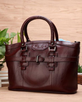 Women Genuine Leather Vintage Oil Wax Handbag Solid Leisure Shoulder Bag