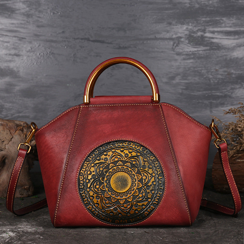 Women Genuine Leather Vintage Totem Designer Handbag Shoulder Bag - Power Day Sale