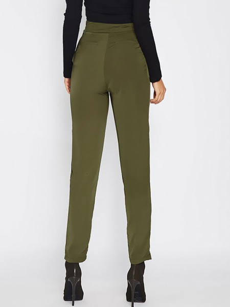 Women High Waisted Pants Solid Color Tapered Trousers - Power Day Sale
