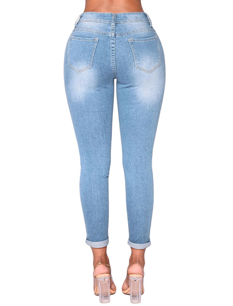 Women Jeans Two Tone Skinny Denim Pants - Power Day Sale