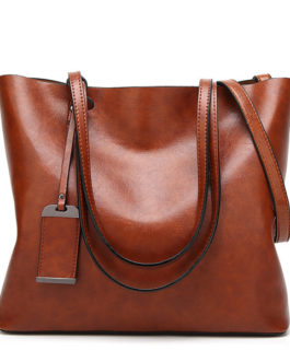 Women PU Leather Handbag Vintage Shoulder Bag Tote Bag
