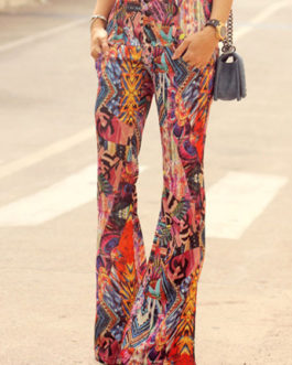 Women Palazzo Pants Flared Pants Buttons Multicolor Casual Pants