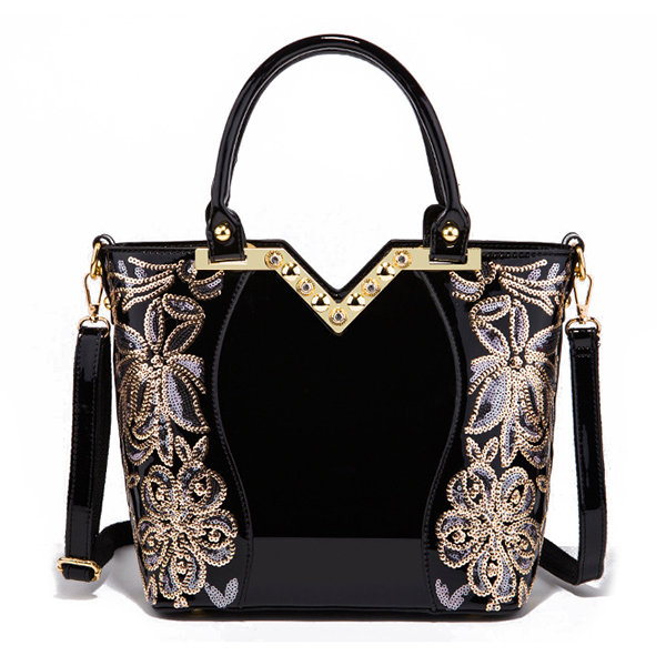Women Patent Leather Handbag Large Capacity Sequin Casual Crossbody Bag -  Power Day Sale