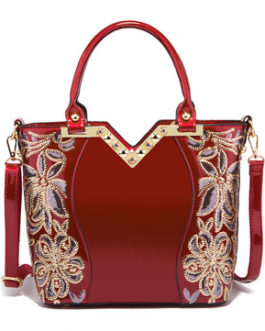 Women Patent Leather Handbag Large Capacity Sequin Casual Crossbody Bag