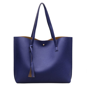LV TAO Soft PU Leather Shoulder Bags Women Large Capacity Designer Handbag  Lady Fashion Solid Color Leisure Student Satchel Bags