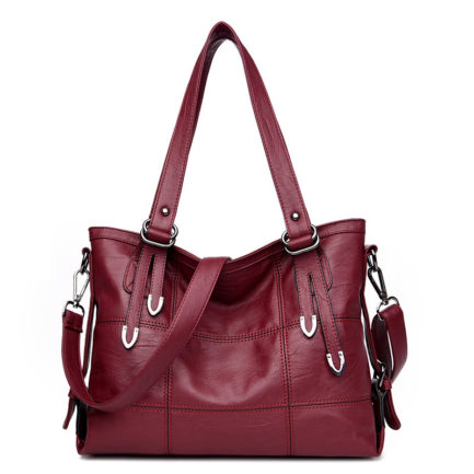 Women Vintage Soft Leather Handbag Large Capacity Stitching Crossbody ...