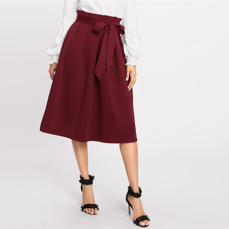 Womens High Waist Solid Office Lady Midi Skirt - Power Day Sale