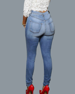 Women’s High Waisted Faded Denim Skinny Jeans