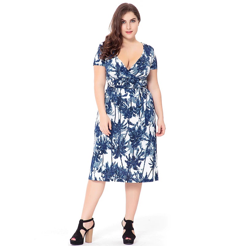 Bohemian Floral print plus size Office Lady short dress - Power Day Sale