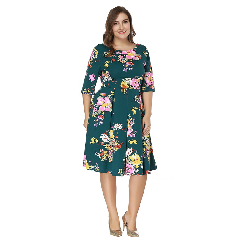 Bohemian print Elegant plus size short dress - Power Day Sale